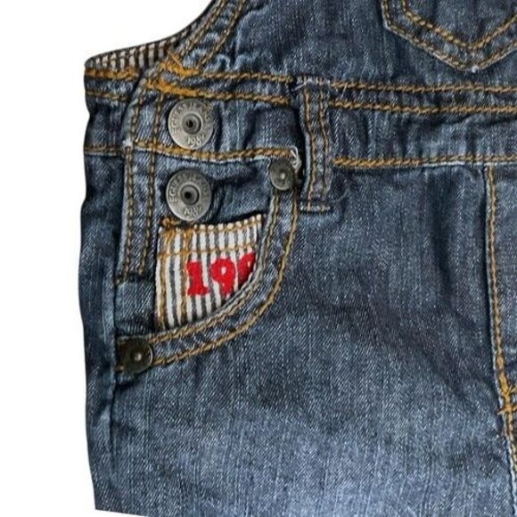 Vintage 1981s Guess Blue Denim Embroidered Overalls Baby Size 12M - Picture 10 of 15